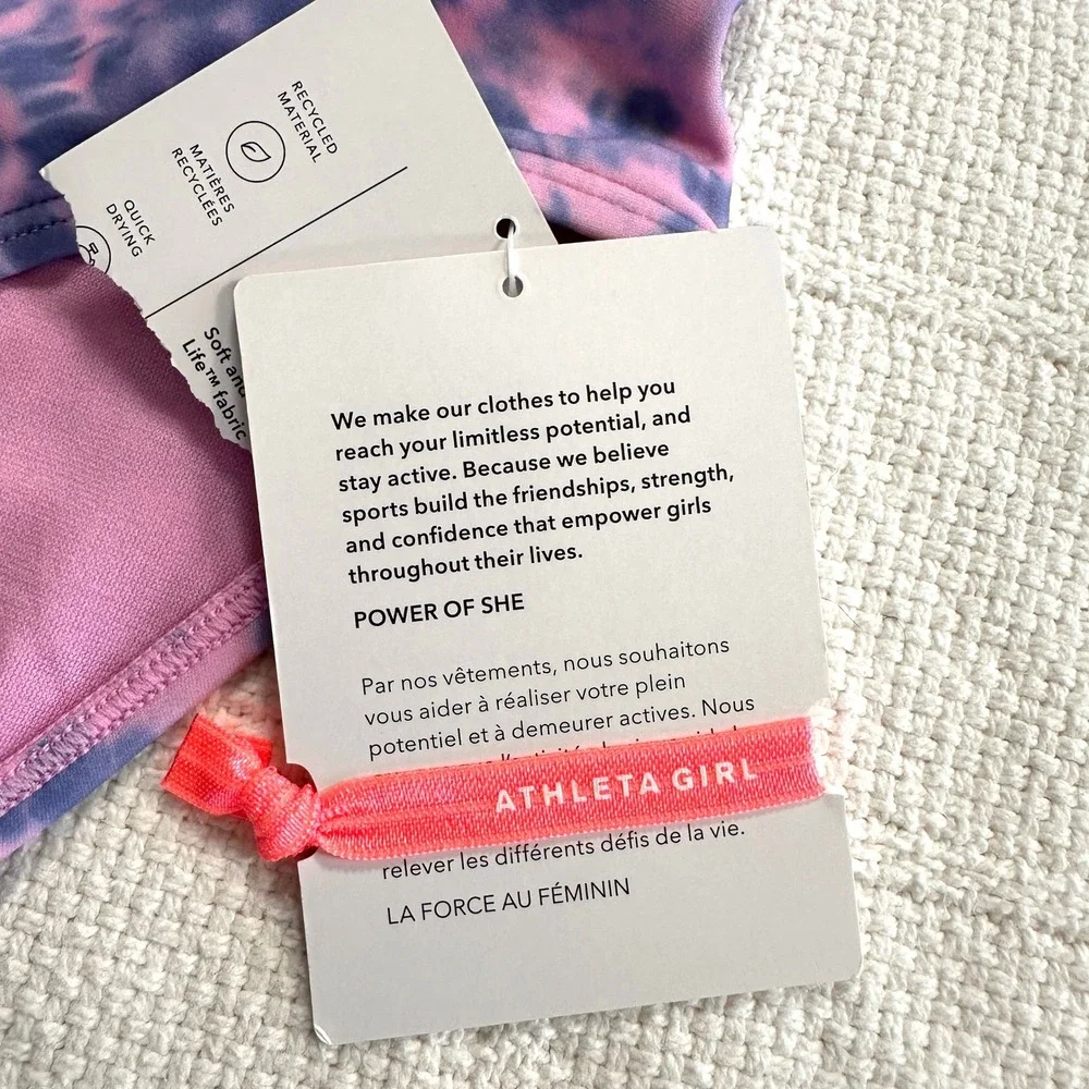 Athleta Girl Free Spirit Bikini Bottom XL 14 Pink Purple Tie‎ Dye Swim NWT Beach